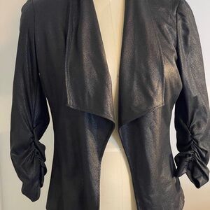 Karen Kane Faux Leather Designed Jacket With Cinched Sleeves- Size Small